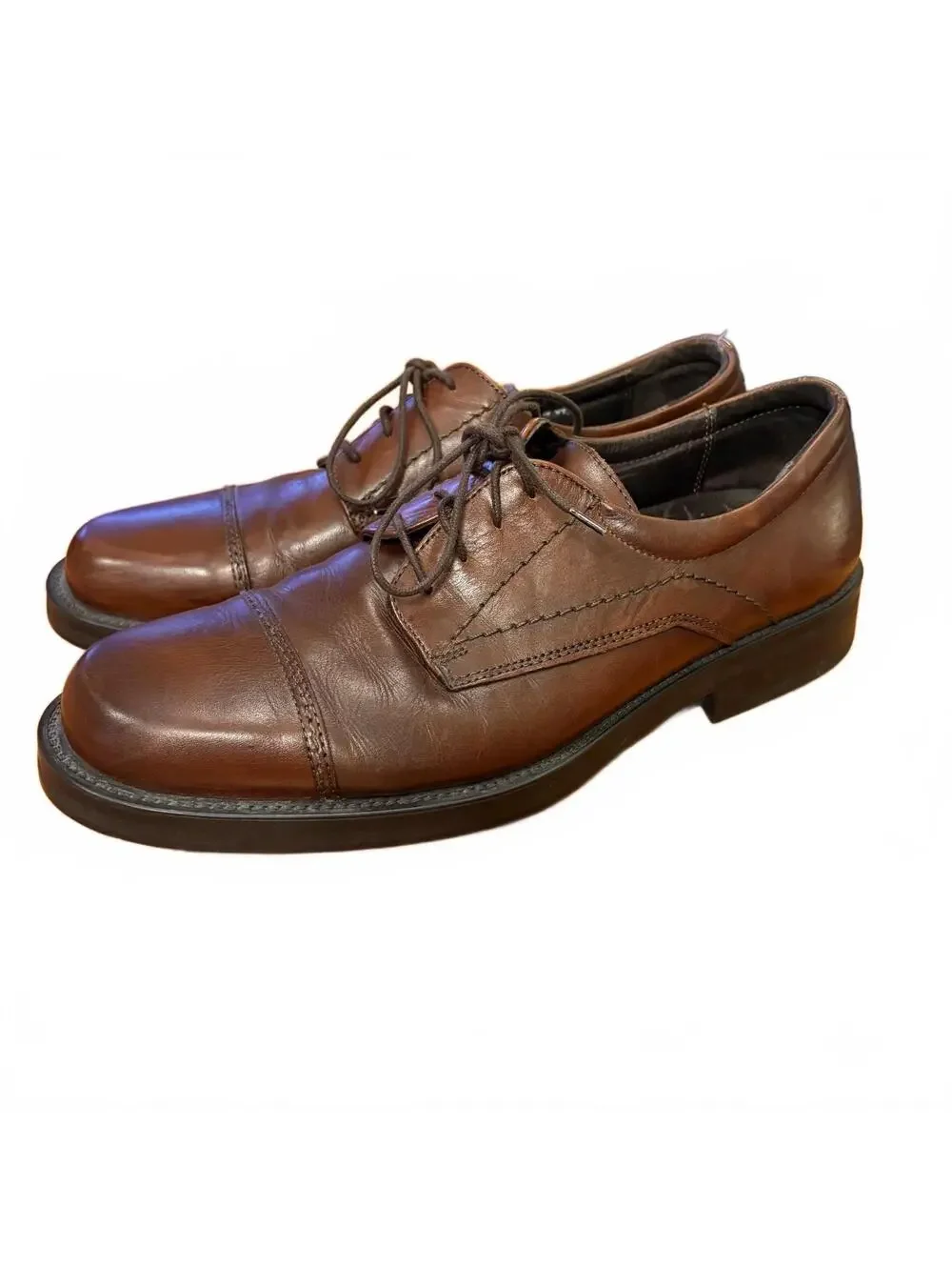 Bostonian Men's Brown Leather Cap Toe Dress Shoes Made in Italy Size 9.5 Office